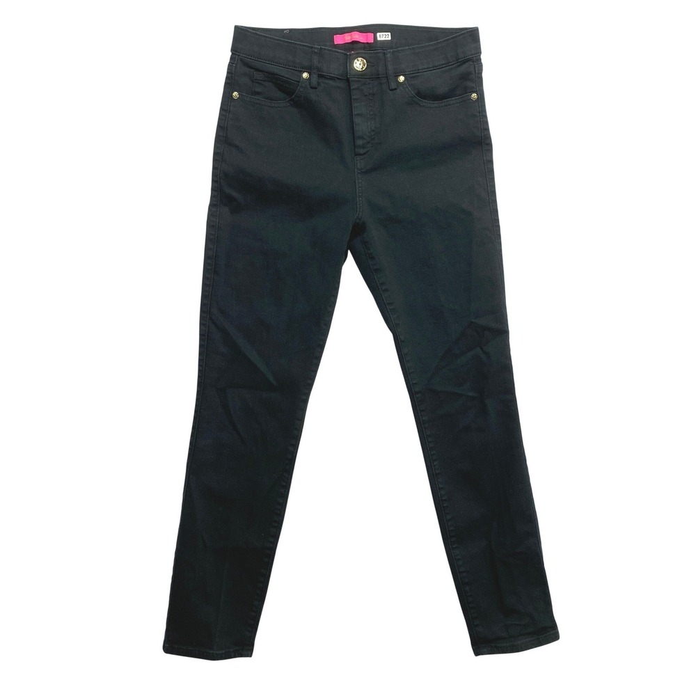 Lilly Pulitzer Skinny Jeans Womens Size 8 Black Worth Gold Hardware Stretch